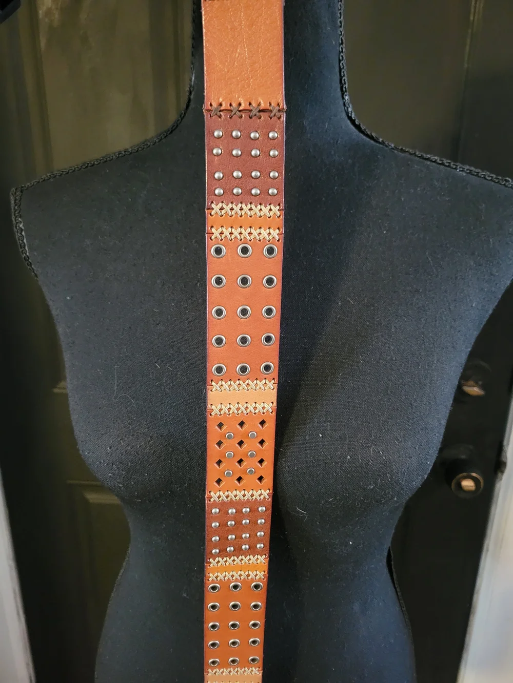 Fossil Two-Tone Studded Leather Belt - Brown/Tan